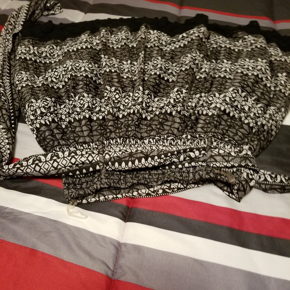 Black Knee Length Ruffle Skirt